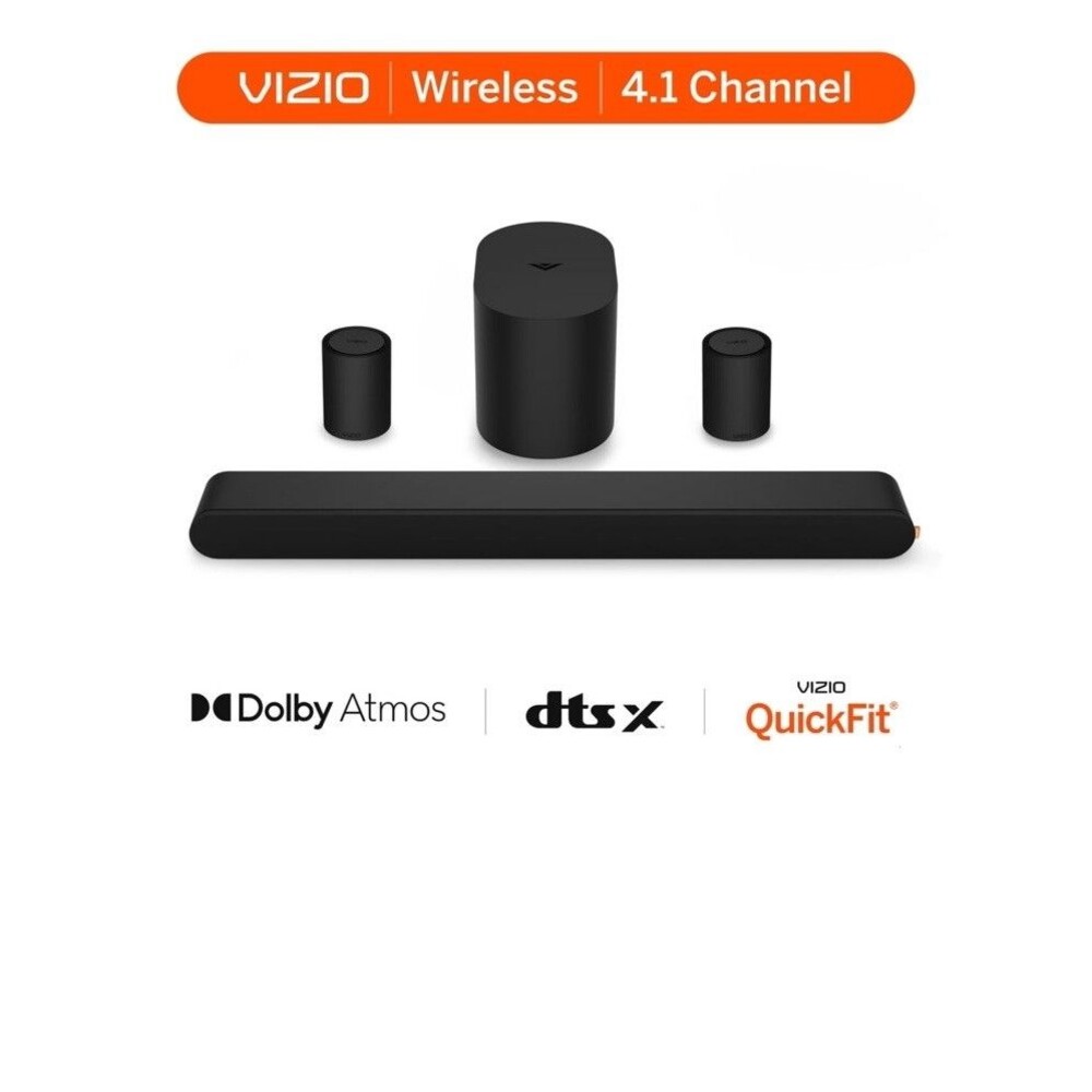VIZIO 4.1 Soundbar Dolby Atmos DTS:X Wireless Subwoofer Surrounds SV410XW